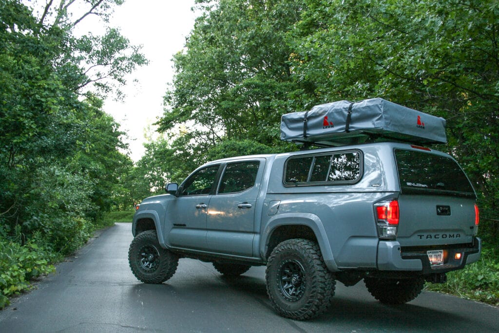 Overlanding truck with tent