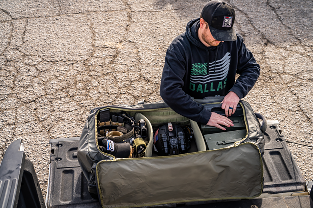 Truck storage using a B3 Hercules Duffle bag