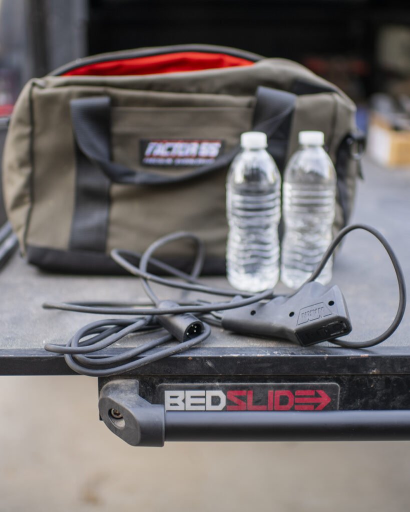 WARN Winch controller on BEDSLIDE with Factor 55 for creating an offroad recover kit