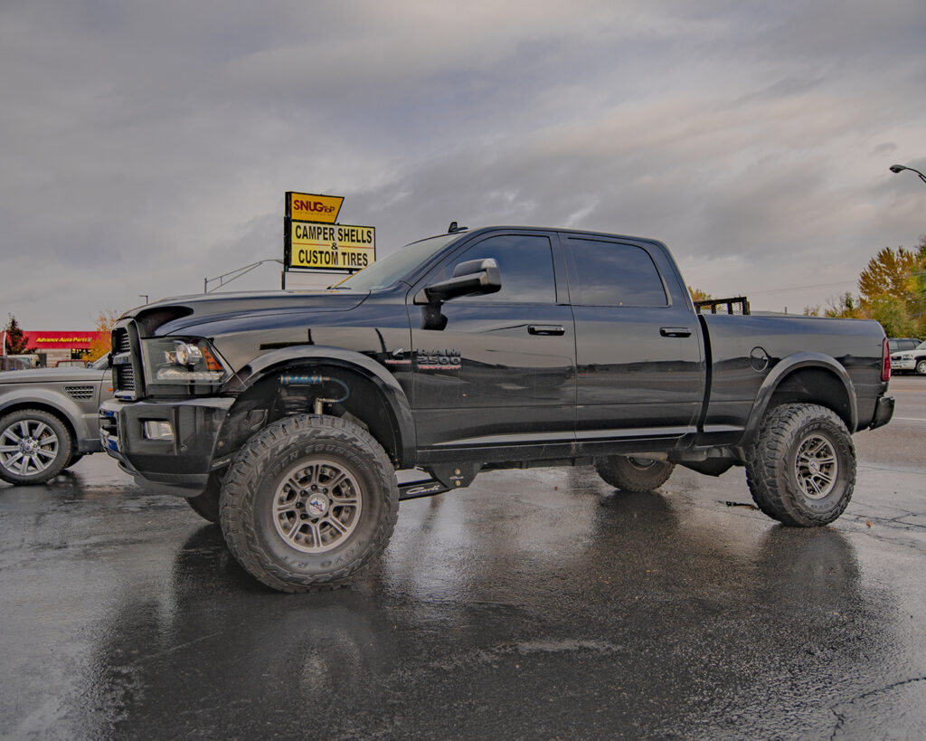 A Ram Truck getting a SnugTop shell installed