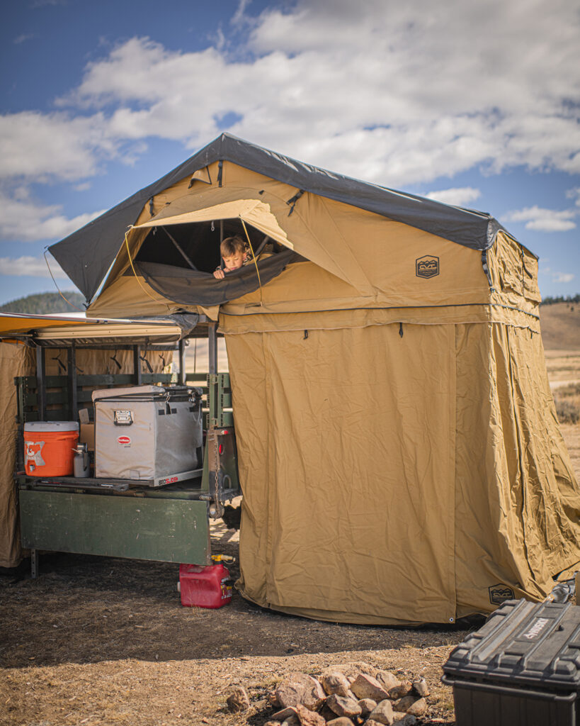 CVT Tent with BEDSLIDE while camping during hunting season